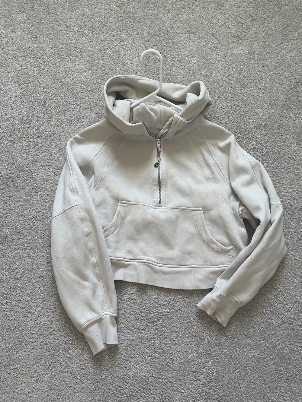 lululemon athletica Light Gray Cropped Half-Zip Hoodie